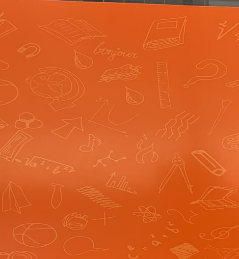 Ders ve öğrenme temalı turuncu çizim deseni